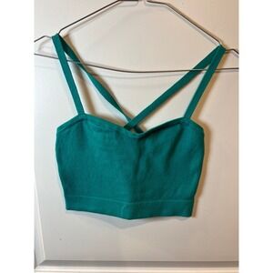 American Apparel‎ Womens Crop Top Cotton Ribbed Teal Size P